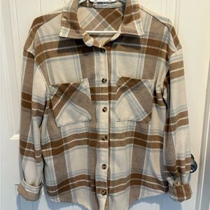 Ardene Women’s Brown and Cream Plaid Jacket